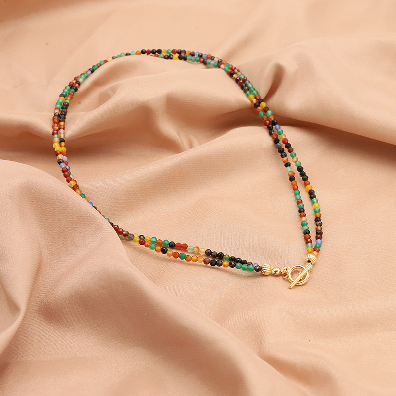 Collar de perlas de agua dulce natural collar de cuentas de color collar de clavícula nicho de alta calidad joyas de oro real 18k
