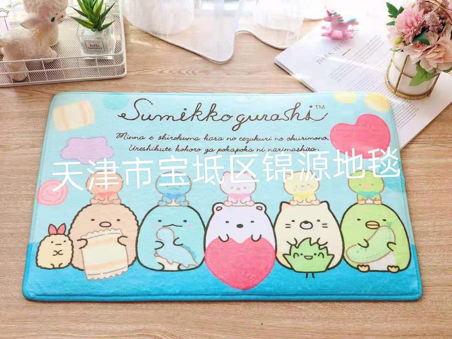 法兰绒儿童卡通脚垫可爱少女脚踏地垫入户门地毯卫生间厨房踩脚垫|ru