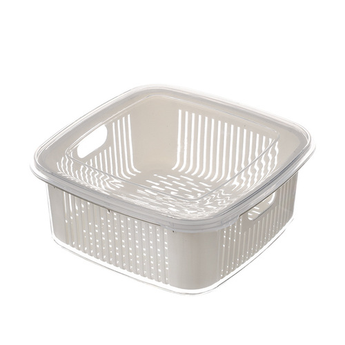 Kitchen double-layer draining basket vegetable basin with lid fruit washing magic fruit and vegetable basket fruit plate water filter basket storage basket