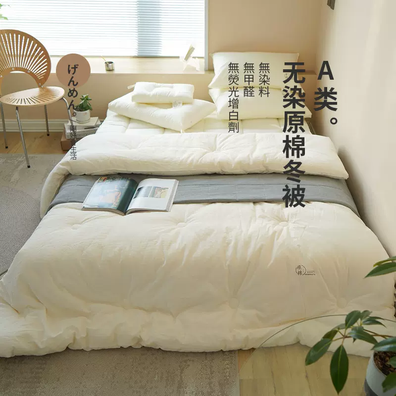 A类母婴级自然原棉棉花无添加无染色吸湿透气传统棉被芯春秋冬被