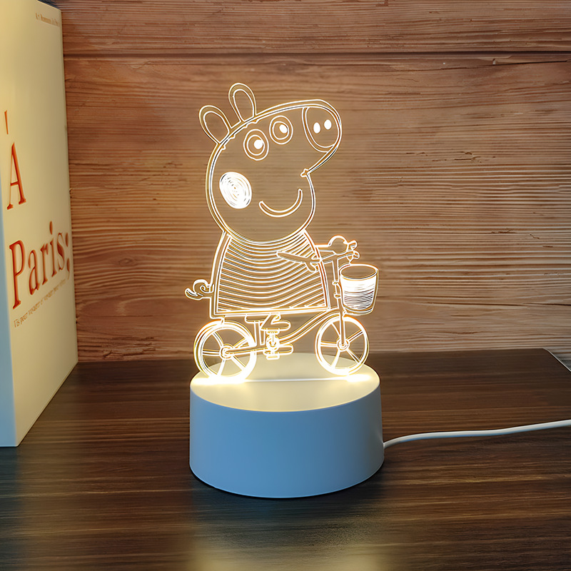 Venta al por mayor luz nocturna 3D USB niños dibujos animados regalo de Navidad lámpara de mesa pequeña atmósfera transfronteriza fijo logotipo acrílico