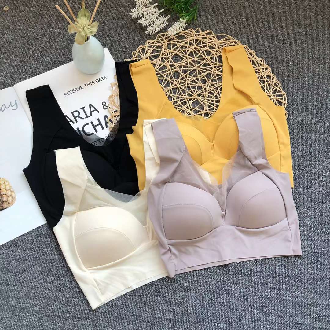 Nueva seda de hielo alta calidad belleza espalda chaleco las mujeres inalámbrico yoga sujetador ropa interior deportiva al por mayor