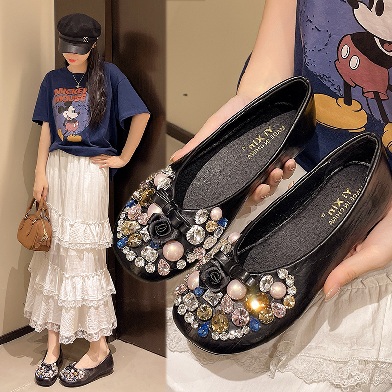 Autumn universal women's Mary Jane shoes with rhinestones for…