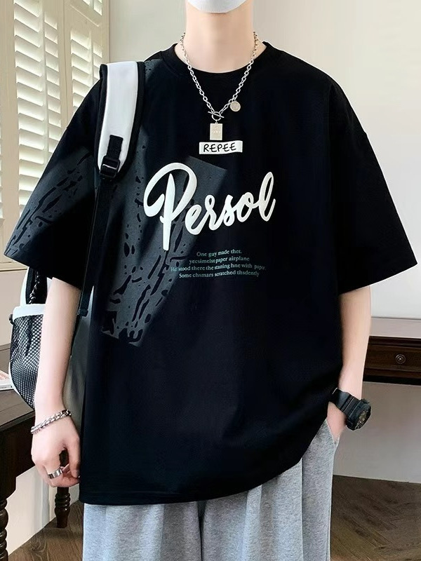 夏の男性用涼しい半袖tシャツ青年青少年ファッション百合ファッションtシャツ中学生高校生半袖|undefined
