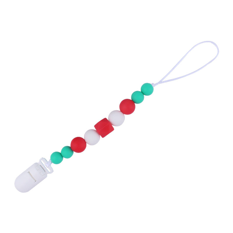 Nuevo bebé dibujos animados Navidad serie chupete cadena bebé cuentas de silicona mordedor dientes molienda anti-gota cadena
