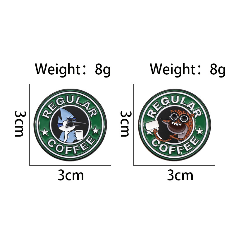 Broche de café monstruo de personalidad europea y americana, broche de broche redondo de aleación de dibujos animados, accesorios de letras en inglés, insignias de ropa