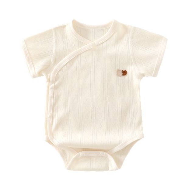 純綿の半袖ジャカードの赤ちゃんのお尻の服の夏の薄いタイプの半袖の赤ちゃんの三角の服の新生児は服を登ります。|undefined