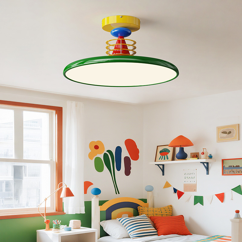 Memphis dormitorio infantil luz de techo chico crema francesa viento color dopamina creativa lámpara de platillo volador 412L