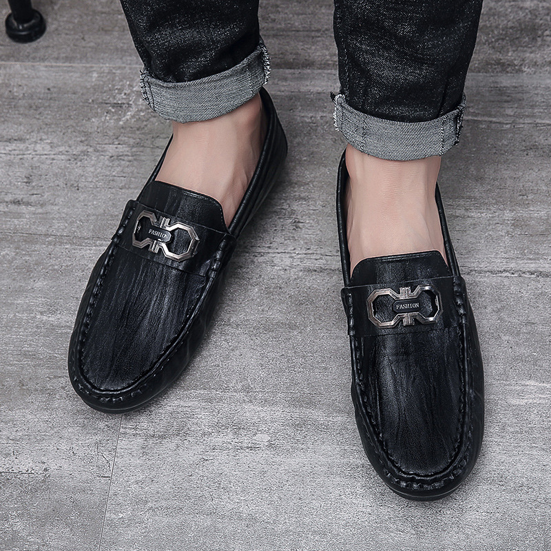 Peas shoes men's shoes spring and summer breathable men's casual men's shoes soft sole beanie shoes trendy versatile slip-on lazy shoes_vogarts.com