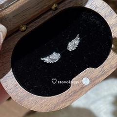 独特设计感羽翼翅膀耳钉螺丝拧扣双耳洞耳饰耳骨钉女