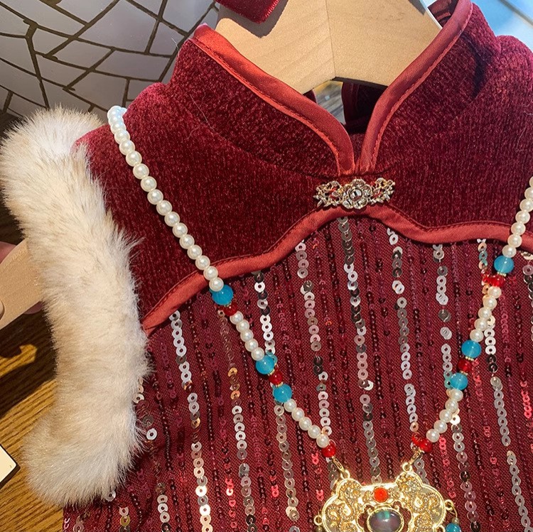 Vestido de Niña con Forro Polar, Vestido de Primer Cumpleaños, Vestido de Princesa, Nuevo Estilo 2025, Vestido Cheongsam para Bebés y Niñas Pequeñas, Moderno