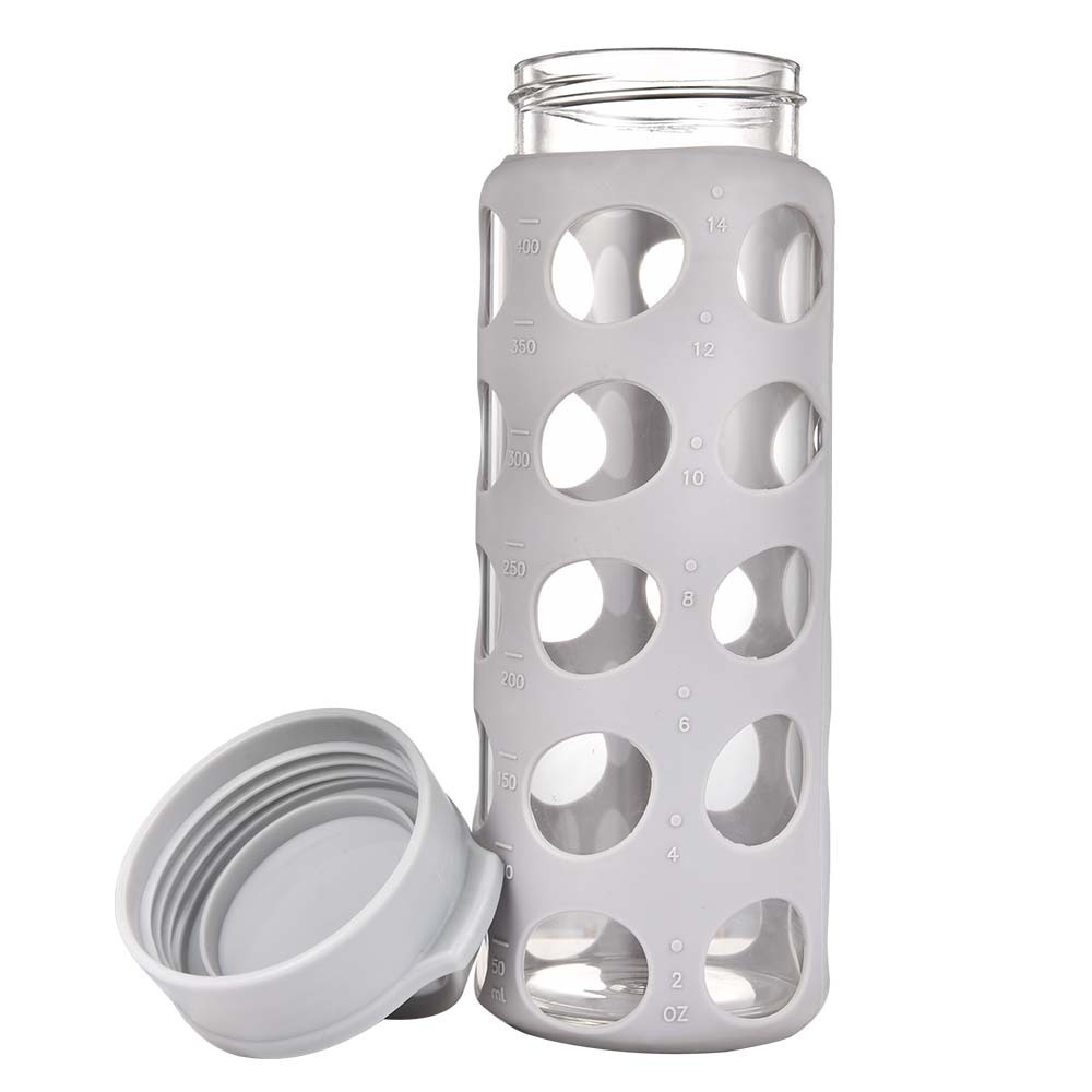 Comercio exterior Europa y América venta caliente cubierta de silicona copa de vidrio nuevo simple botella de agua a prueba de caídas al aire libre portátil hervidor deportivo portátil