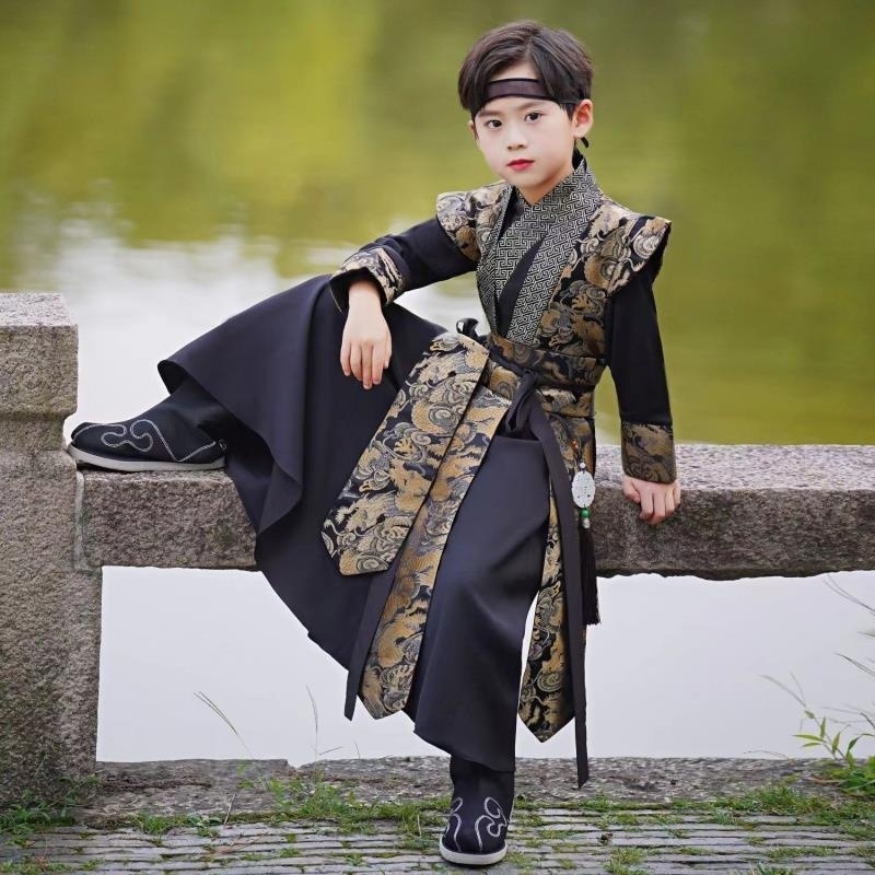 汉服儿童男童春秋款薄款中大童少爷服古风冬季公子帅气唐装中国风