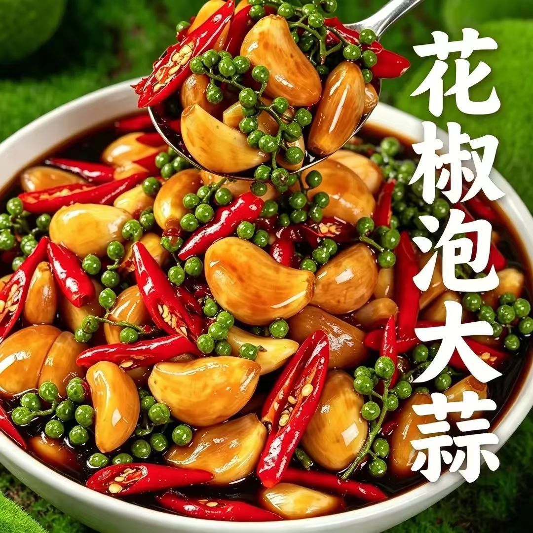 木鱼山花椒泡大蒜农家手工老坛青花椒泡大蒜开袋即食一件代发