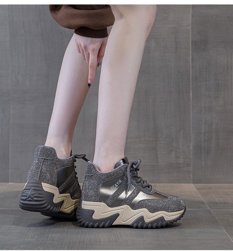 Giày sneaker nữ chunky đế dày phong cách hot girl, cổ điển năng động mùa đông 2025 — M2669 màu vàng một lớp lót trong, M2669 một lớp màu đen, M2669 màu đỏ một lớp bên trong, M2669 màu xám một lớp bên trong chi tiết 20