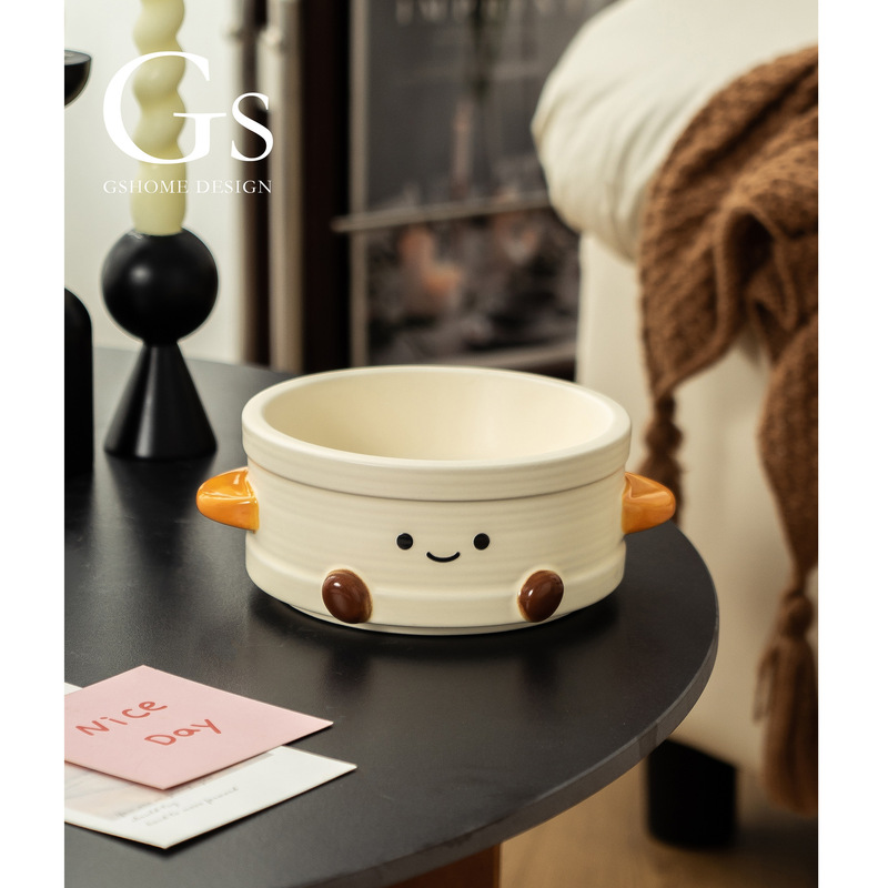 コーヒーミルクティーかわいいスタイル給水ボウルペットボウル水ボウルセラミック猫ボウルフードボウル首の保護大口径は転倒しにくい|undefined