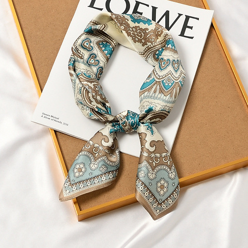 70cm Hangzhou Silk Women's Spring and Autumn Korean Version Versatile Scarf Small Scarf Real Silk Mulberry Silk Scarf Small Square Scarf