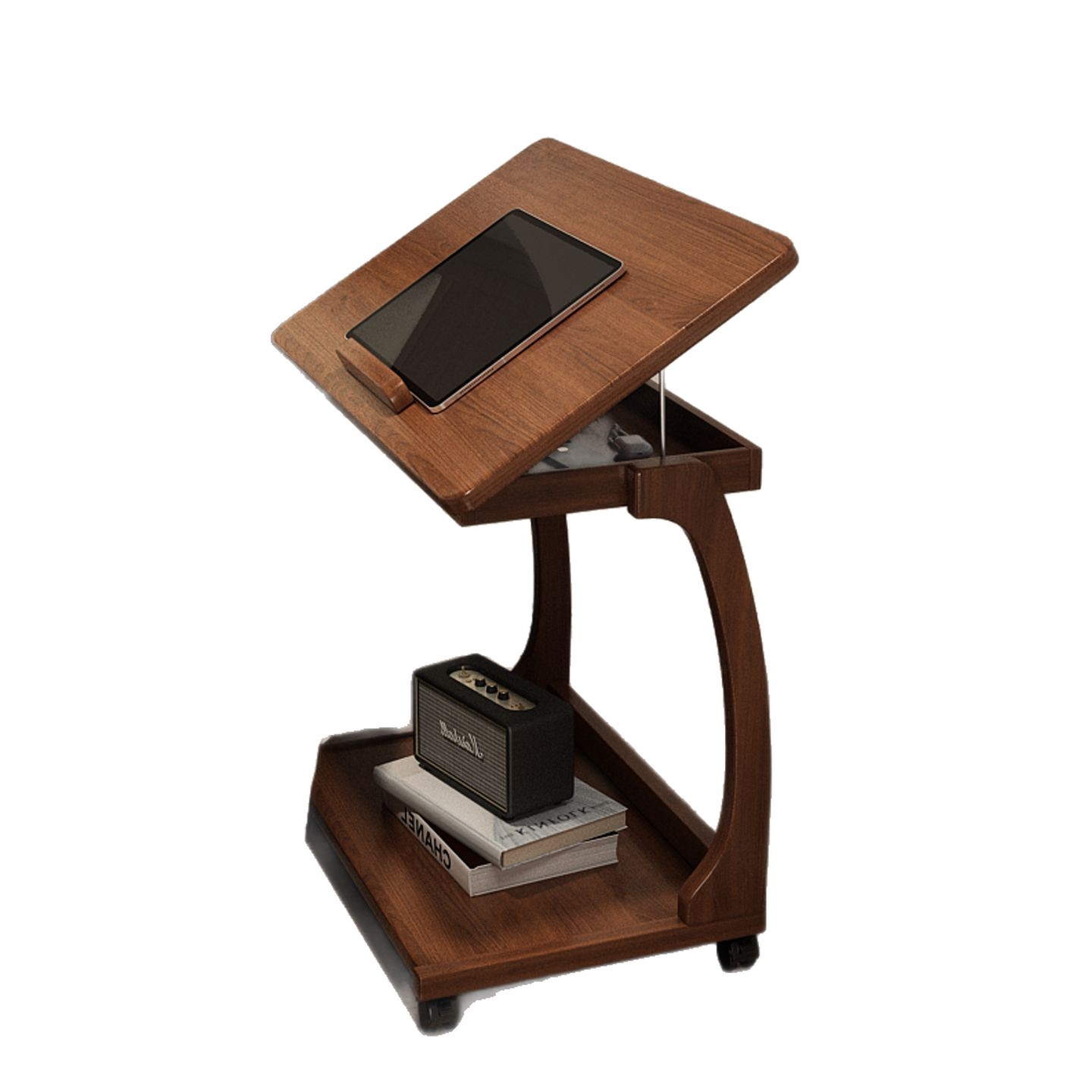 Mesa de cama móvil simple pequeña mesa de té dormitorio pequeña mesa de computadora de alquiler de casa pequeña mesa en forma de C estante de almacenamiento