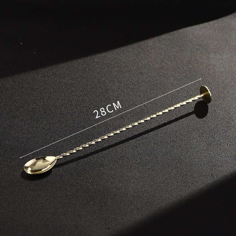 304 round bottom bar spoon gold plated-28m