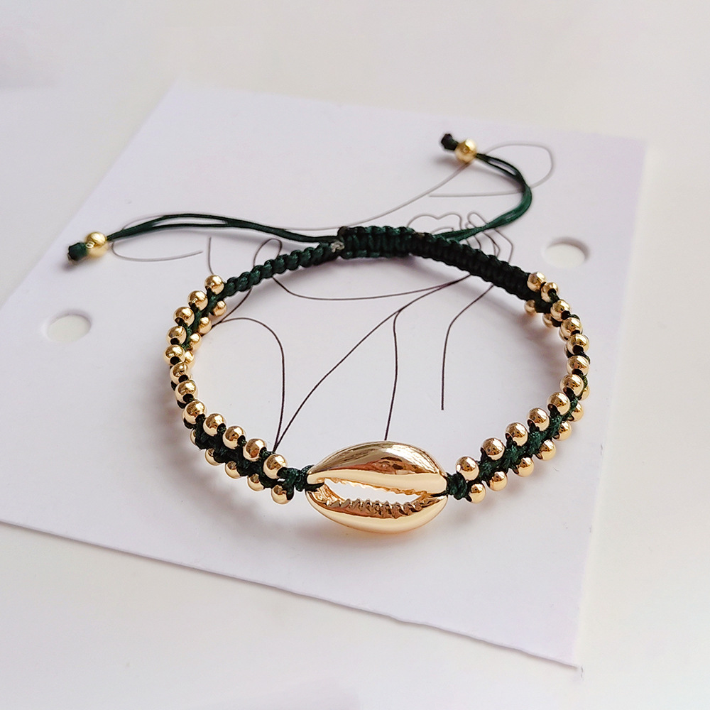 Streetwear Shell Metal Copper Beaded Knitting Plating Women's Bracelets display picture 5
