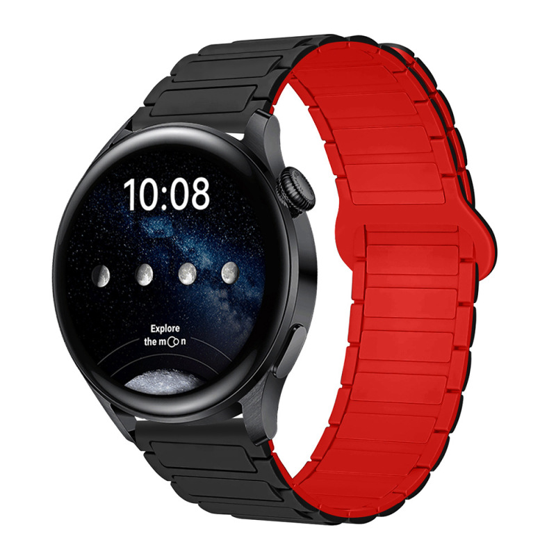 适用三星华为表带GT3/4/5荣耀watch4567二代三珠硅胶磁吸手表带|undefined