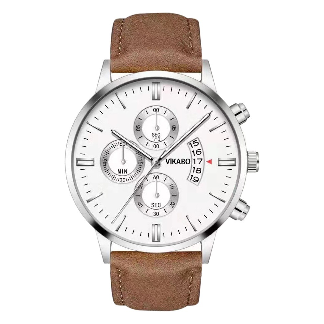 Venta caliente transfronteriza de los hombres falsos reloj de tres ojos con calendario tendencia de moda de negocios correa de cuarzo reloj de los hombres fábrica al por mayor