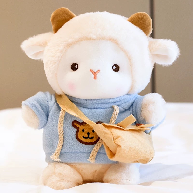Muñeca de cambio de ropa de oveja de Polk almohada regalo de cumpleaños actividad de seguridad arrojando muñeca de agarración emoción acompañante muñeca de cordero