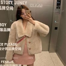新款仿獭兔毛皮草外套女秋冬季加厚韩版宽松貂皮羊羔毛毛大衣