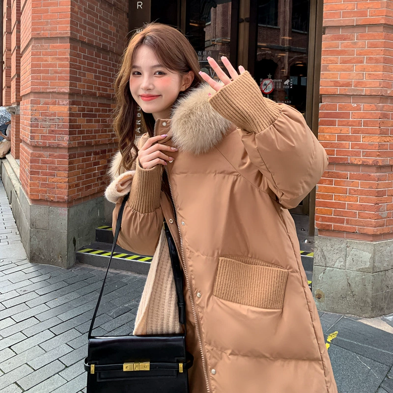 2023 плюс удобрение плюс пуховик большого размера женский 200 кг пухлая Девушка длинная 300 кг белая утиная пуховая Корейская версия толстого пальто