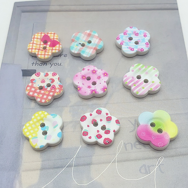 Plastic Printed Two-Hole Buttons, Cardigan Knitwear Dress Buttons, Phone Case Stickers, DIY Accessories