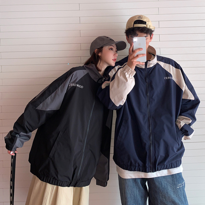 炸街痞帅夹克男春秋韩版潮流个性拼接hiphop外套高街oversize上衣