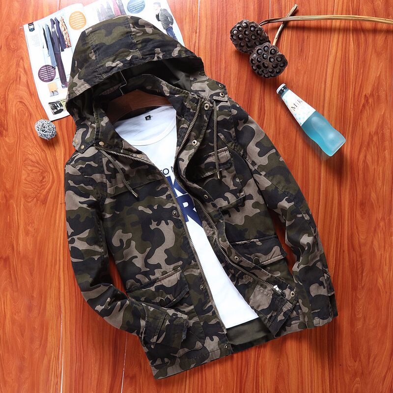 Men's Jacket Autumn and Winter European and American Camouflage Hooded Cotton Casual Jacket Coat Men's Trendy Foreign Trade Thin AliExpress