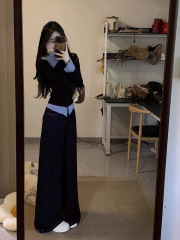 高级感纯欲风polo领春秋韩版时尚学院风修身收腰休闲两件套女装