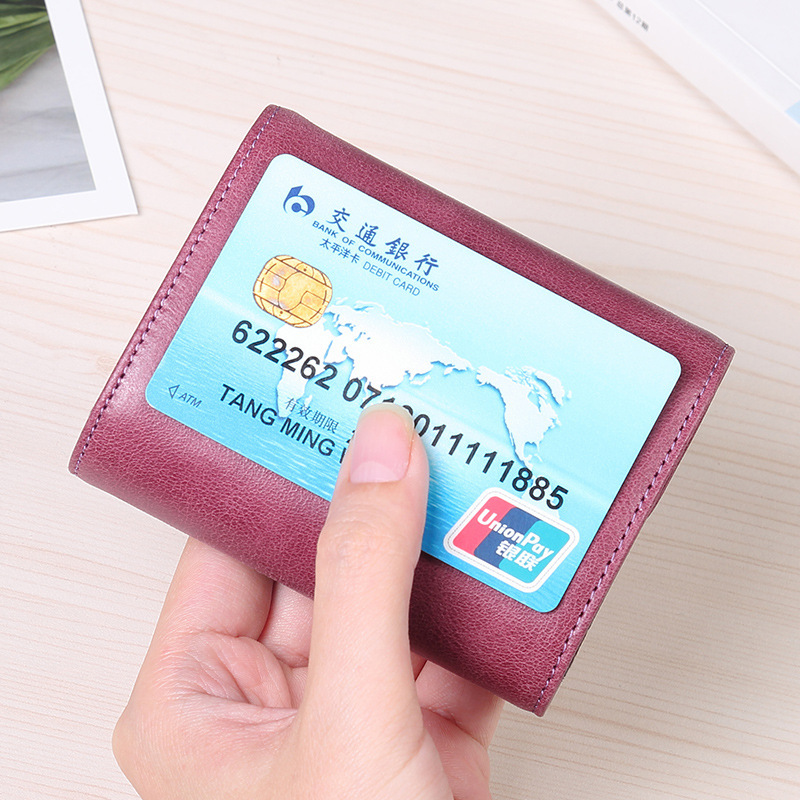 Bolsa de tarjeta antideslizante antirrobo para mujeres cuero multi-tarjeta de gran capacidad bolsa de tarjetas bancarias compacta antidesmagnetizante NFC funda de tarjetas