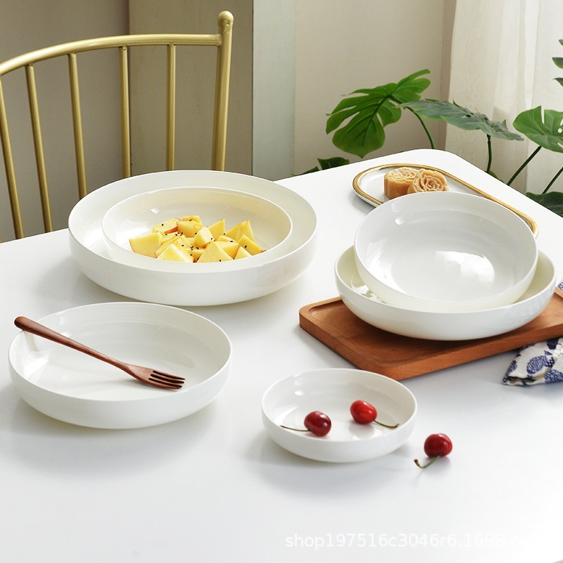 Jingdezhen Bone China Nest Plate Straight Mouth Deep Plate Dish Pure White Tableware suit Creative Household Plate Ceramic Deep Plate Dish Jingdezhen Bone China Nest Plate Straight Mouth Deep Plate Dish Pure White Tableware suit Creative Household Plate Ceramic Deep Plate Dish