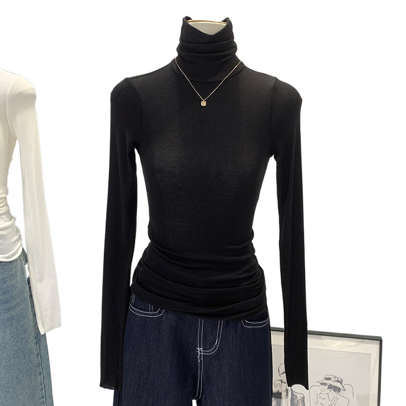 欧州在庫 テンセルウール 肌に優しい ソフトで滑らかな ハイネック スリムフィット インナー レディース 秋 2025年新作 Tシャツ