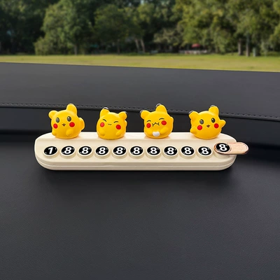 New Pikachu Temporary Parking Number Plate, High-Looking Moving License Plate, Cute Cartoon Car Moving Phone Plate (Nömrəli dayanma kartı) - 4-pikachu-white-aromatherapy-license-plate