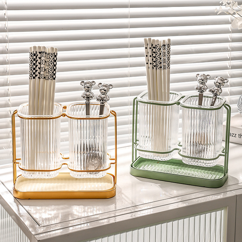 Household Chopstick Barrel Accessible Luxury Kitchen Knife and Fork Storage Box Drain Rack Wall-Mounted Chopstick Cage Home Daily Necessities