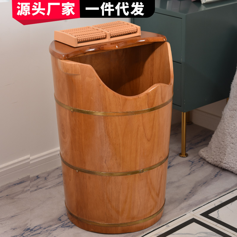 泡脚桶木桶橡胶木蒸泡两用足浴盆家用实木加厚足浴桶过小腿泡浴桶|undefined