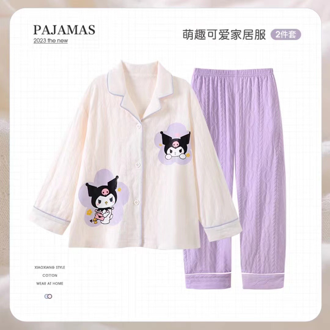 2025 nuevo pijama infantil niñas otoño delgado algodón de manga larga dibujos animados lindo conjunto de ropa para padres e hijos