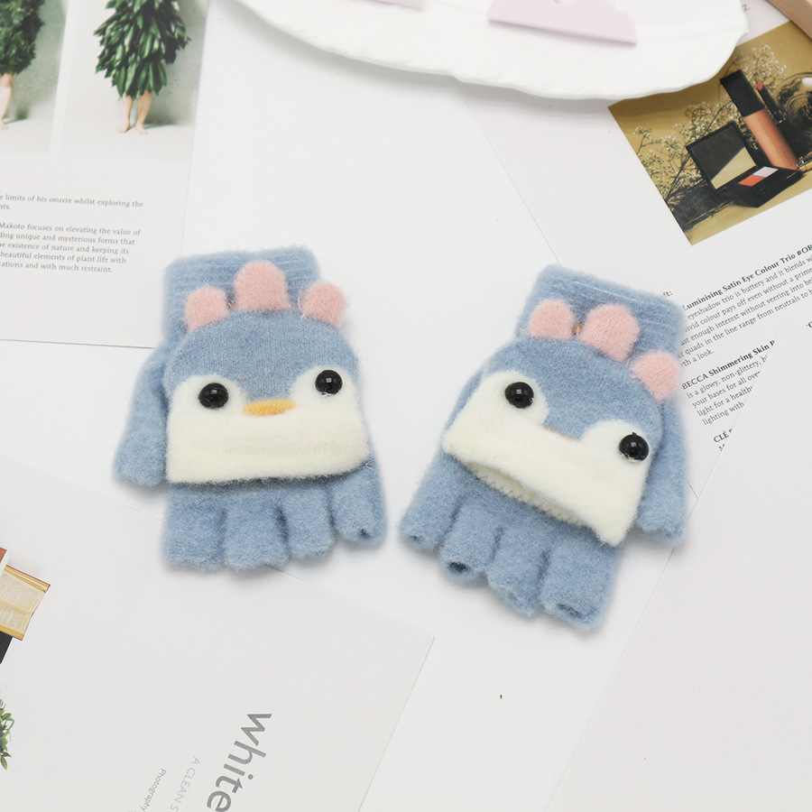 Guantes de invierno de medio dedo para niños niños niños niños niñas estudiantes lindos guantes de peluche de dibujos animados