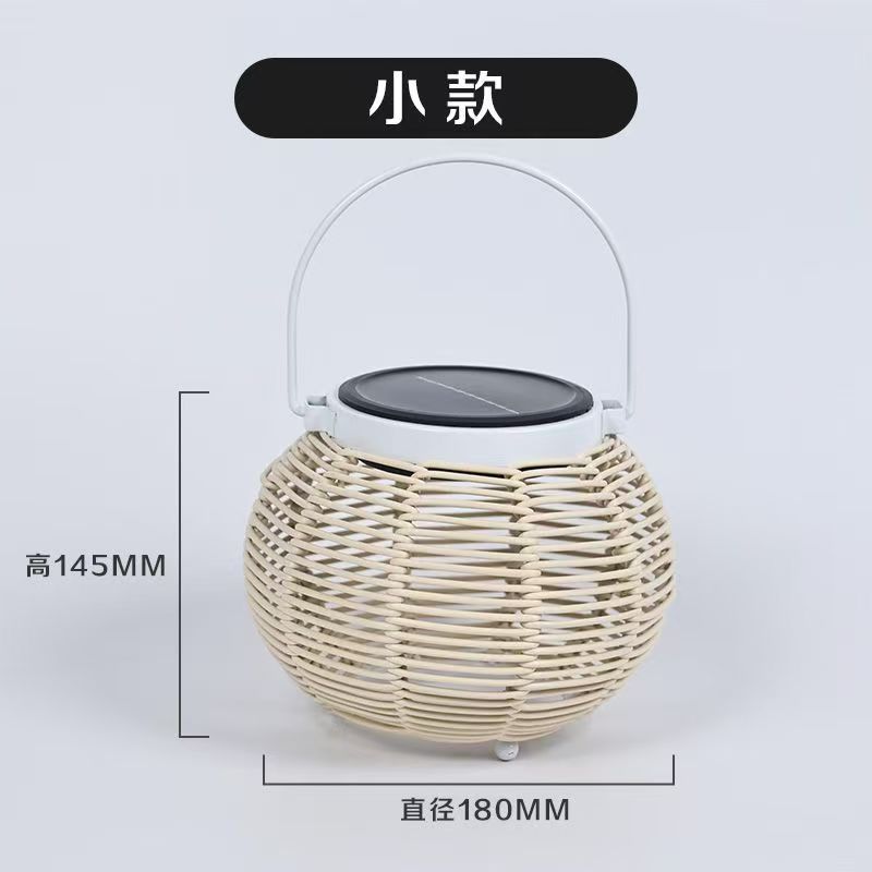 跨境太阳能灯笼庭院灯氛围灯藤编日式花园装饰竹编灯田园风庭院灯|undefined