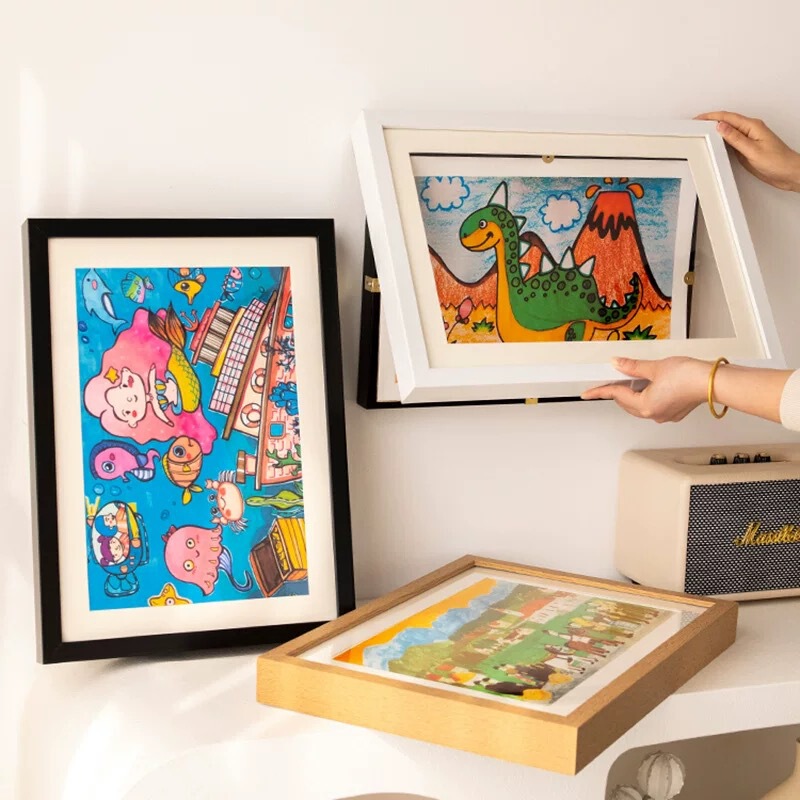 Flip Photo Frame Kidsartframe Cross-Border Hot-Selling Kidsren's Art Magnetic Picture Frame Storage Photo Frame