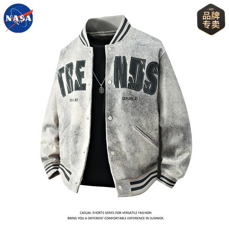 Nasa Brand Large Size American Trendy Baseball Jacket Men's Spring and Autum Youth High-Quality Suede Jacket