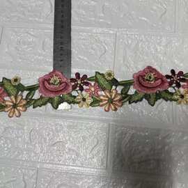 水溶DIY玫瑰小花内衣花边 服饰彩色多色条码刺绣镂空服装辅料配饰