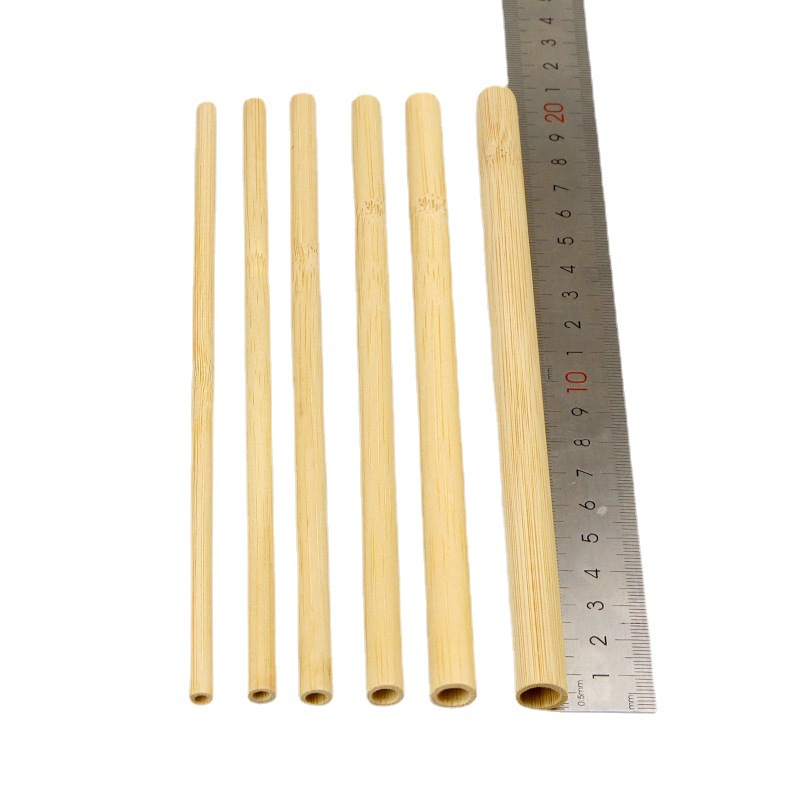 Paja de bambú desechable logotipo láser de embalaje único comercial 20cm paja de bambú