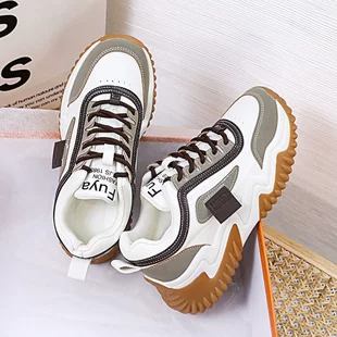 Кроссовки dad shoes (женские) корейский стиль 2025, контрастная шнуровка, ретро, осень–зима низкие