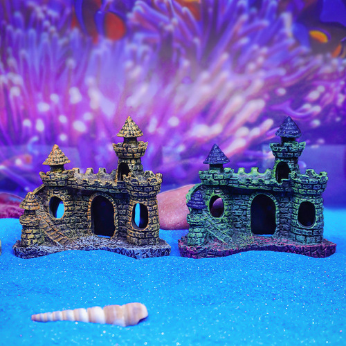New creative decoration, simulated small castle DIY pet personality fish tank scenery European style building hiding house