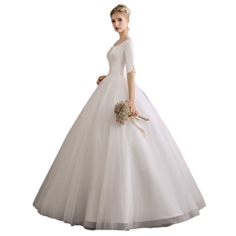2024 nuevo estilo francés pequeño vestido de novia simple elegante adelgazamiento vestido de novia compromiso frío temperamento satén vestido de novia