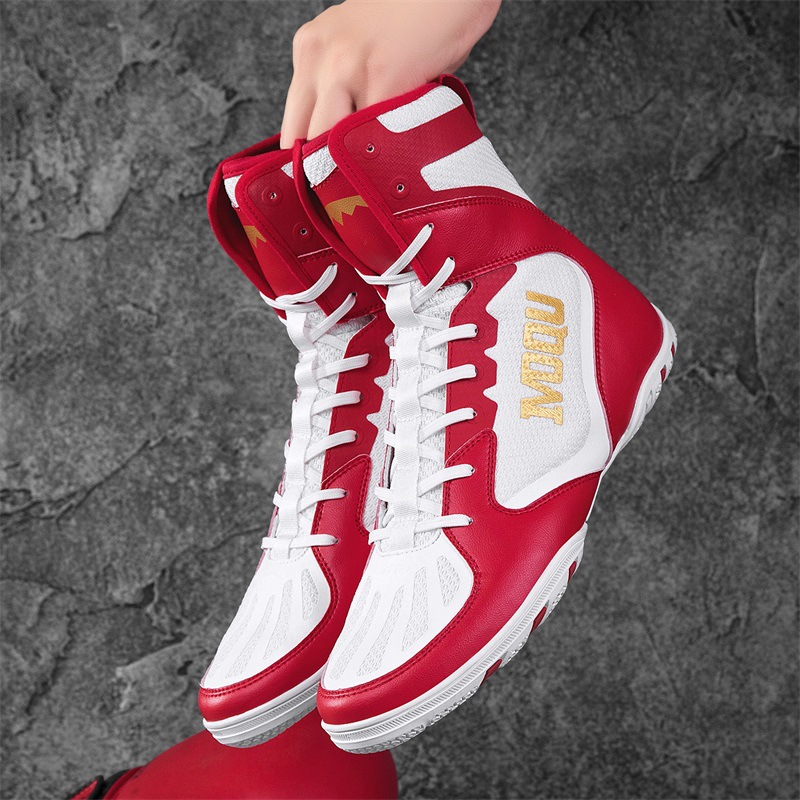 Professional wrestling shoes for men and women, high-top boxing shoes, combat training boots, long boots, Muay Thai fighting fitness mesh sandals